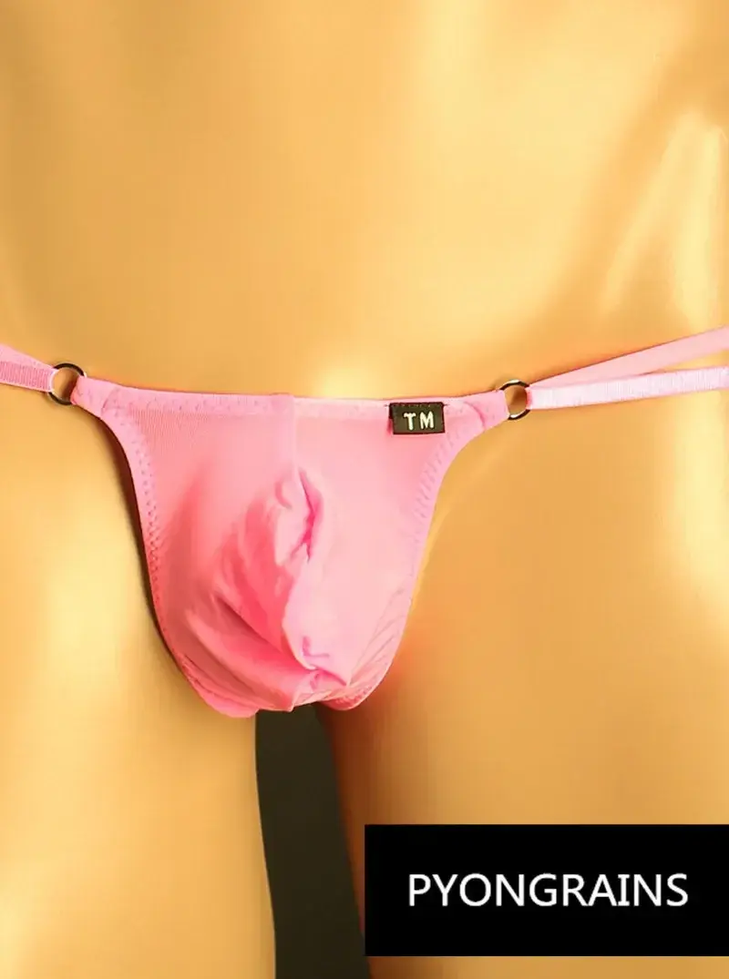 Erkekler Ayarlanabilir Metal O-Ring Çift Ince Askı Bikini Külot Alçak Ipeksi Buz Ipek 3D U Dışbükey Kese Seksi Erkek iç çamaşırı