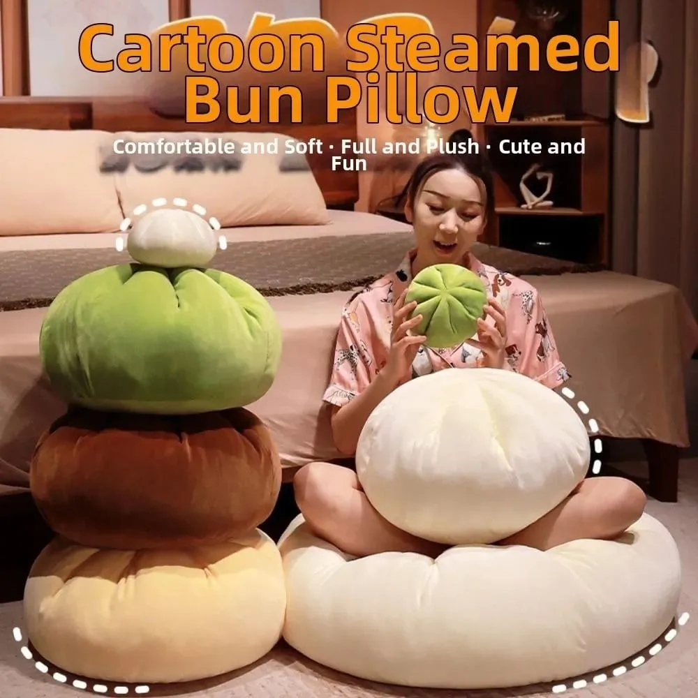 Portable Material Steamed Bun Cushion PP Cotton Filled 45cm Size Throw Pillows Cute Design Soft Texture Cushion For Men — image 1
