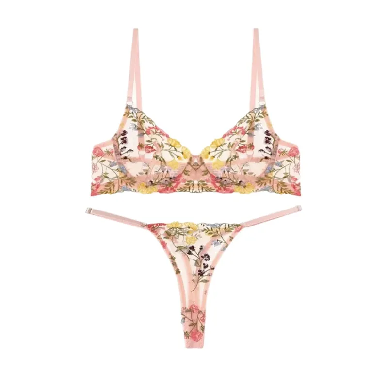 Sheer Intimates Transparent Lingerie Set Ultra-thin Push Up Panties Bra Set Elegant Bra Suit Women