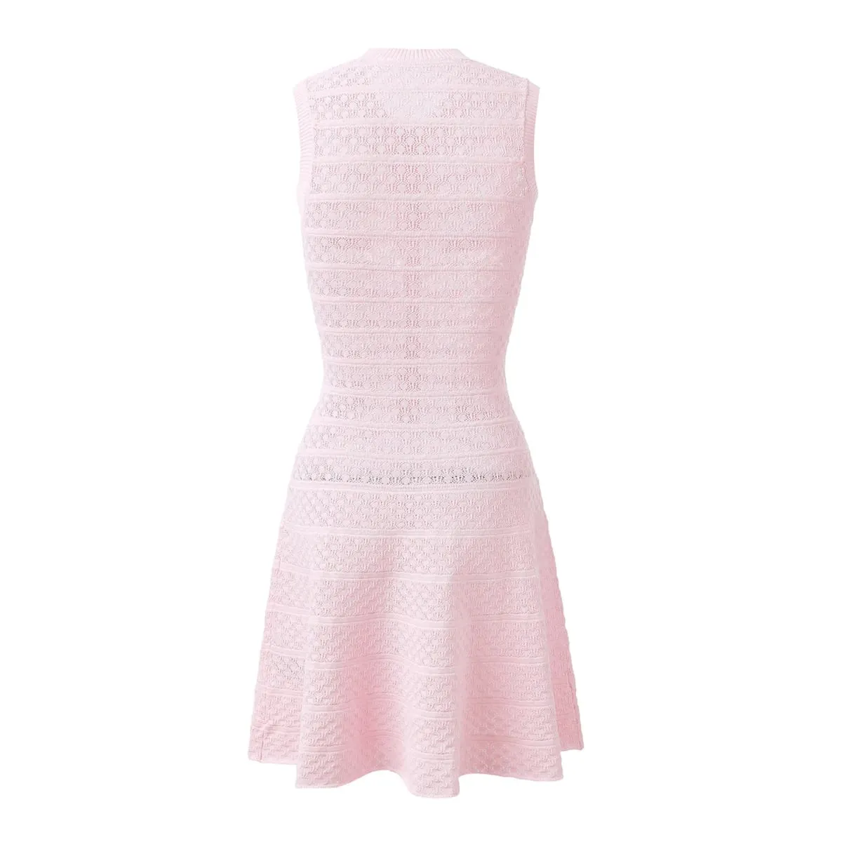 New Summer Women's Sleeveless Knit Dress Elegant Sweet Pink Casual Party Mini Short Dresses Female Knitwears with Buttons