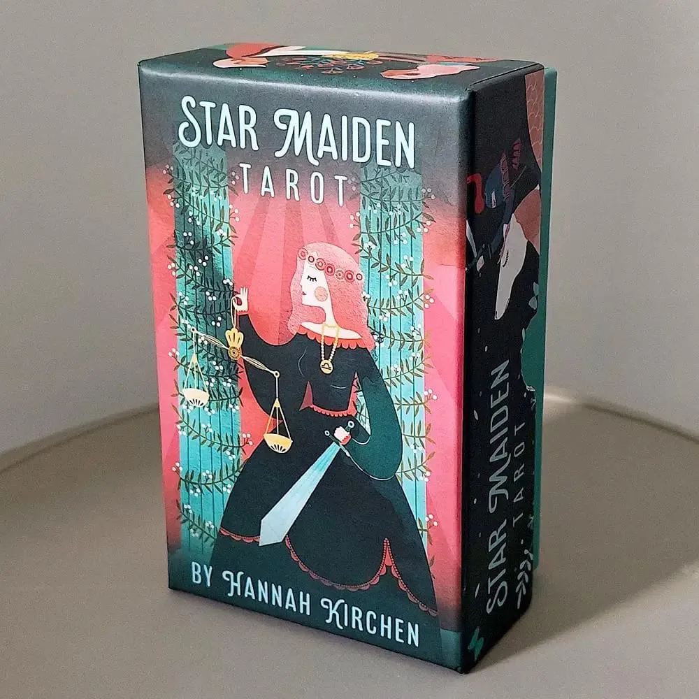 Star Maiden Tarot Deck 78-Card Deck Aesthetic Celestial Divineไพ่ทาโรต์ 2 ชิ้นกล่องแข็งคู่-นูน 12*7 ซม.