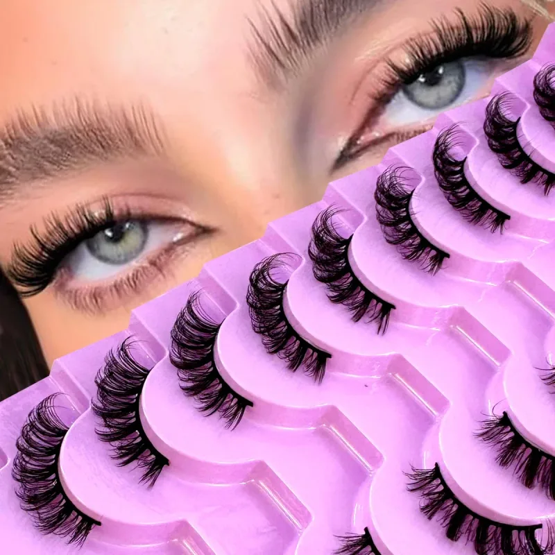 Demi-Cils 10 paires Demi-Cils doux naturel Cils yeux de chat outil de maquillage Faux Cils Extension moelleux Faux Cils