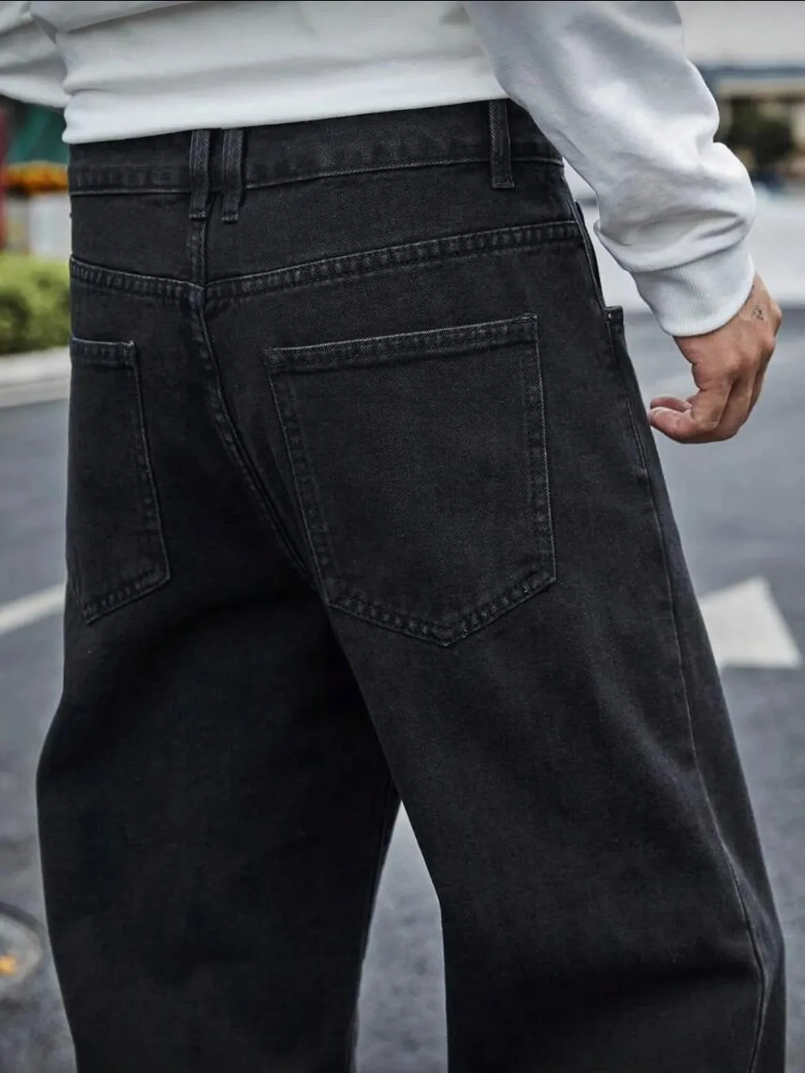 Men's Straight Jeans - Relaxed Fit with Great Drape Tummy & Slimming Dark Grey Wash — image 6