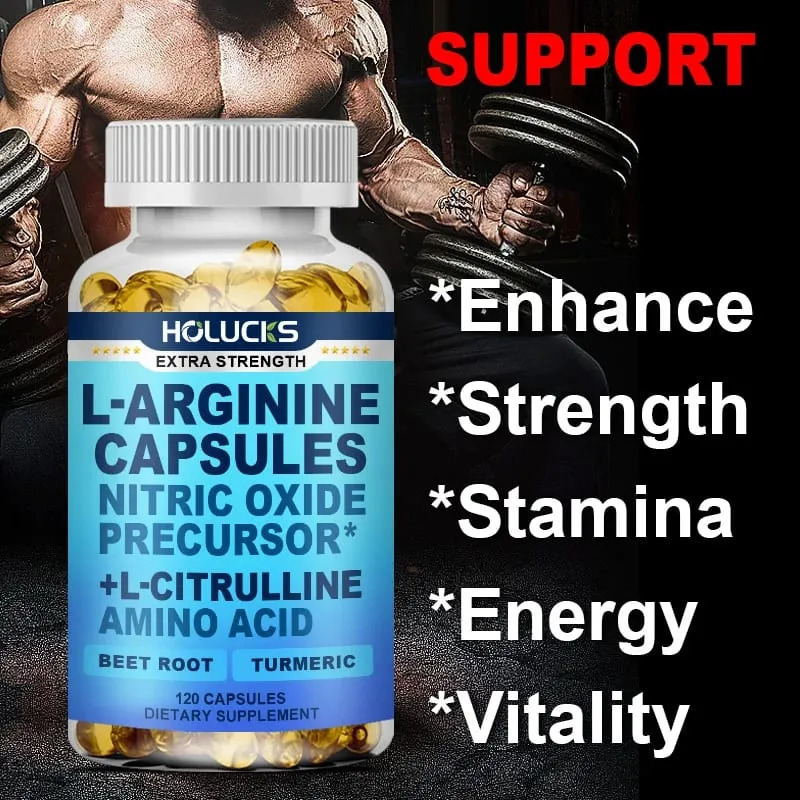 L-Arginine Capsules with L-Citrulline - Nitric Oxide Supplement for Performance Endurance and Muscle Support Vegan Non-GMO