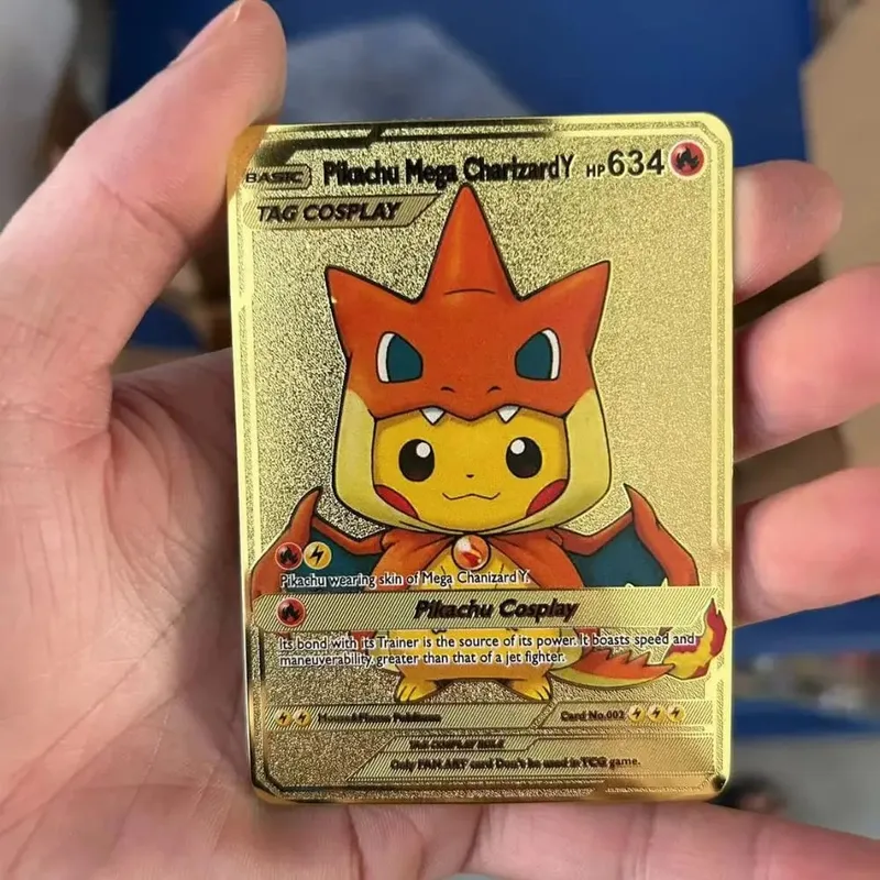 Pokemon Metal Game Collection Card Anime Figure Charizard Pikachu Blastoise Mewtwo Battle Collection Carte Card Toy Gift