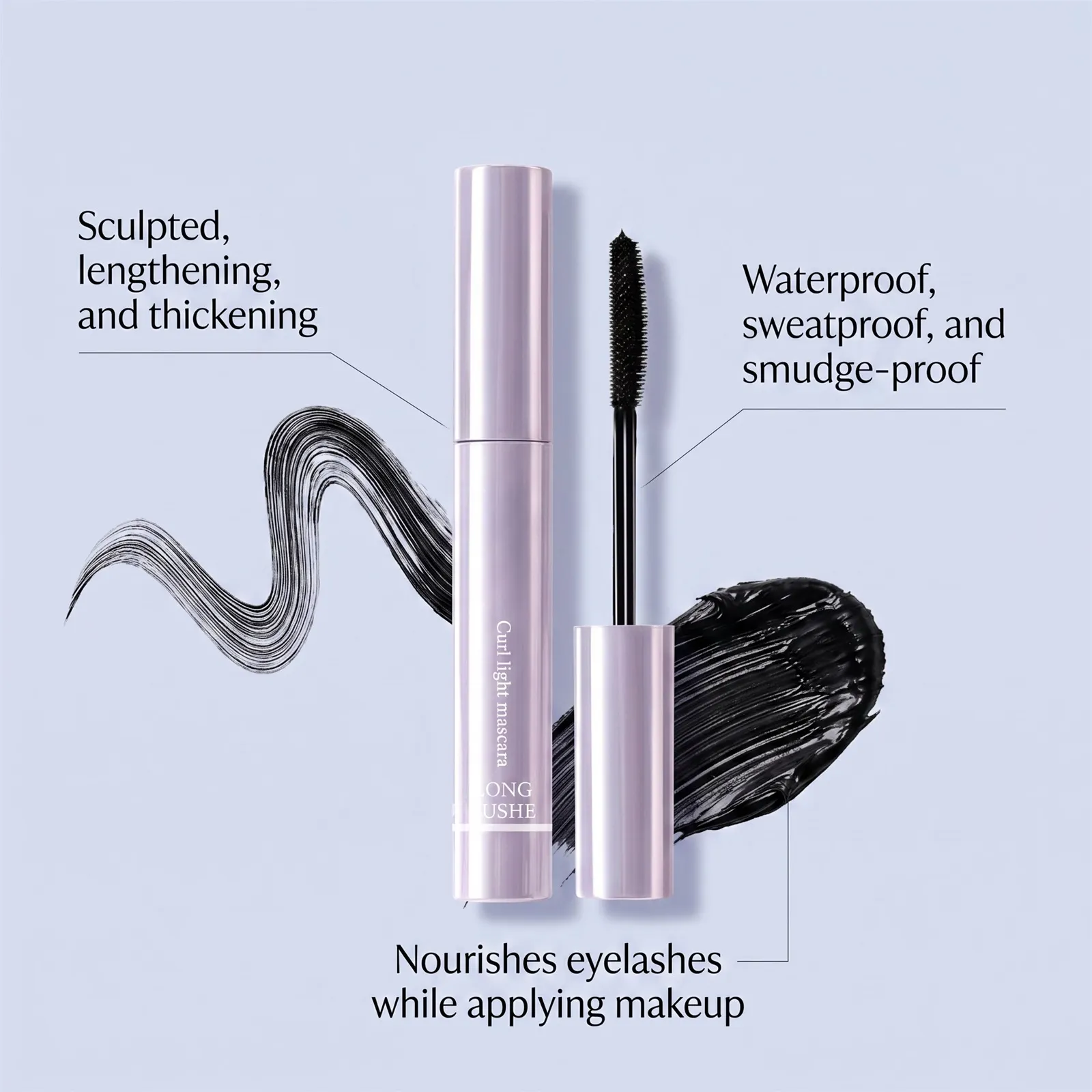 Waterproof 3D Lengthening Mascara Black Eyelash Extension Eye Lashs Brush Long-Wearing Silk Volumizing Mascara Cosmetics Gift — image 2