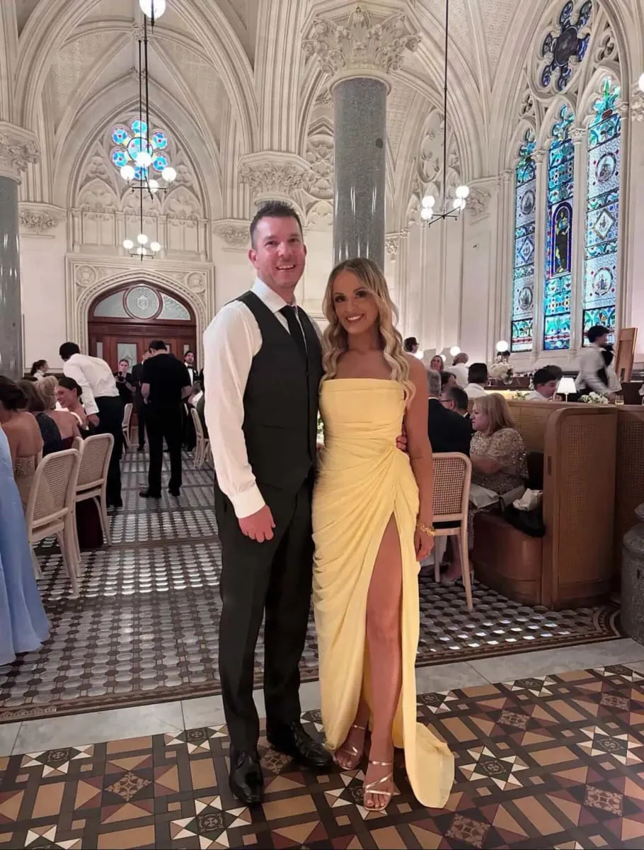 Mingmingxi Spring Summer Yellow Strapless Maxi Dress Ruched High Slit Evening Gown Bodycon Wedding Guest Party Dress Women