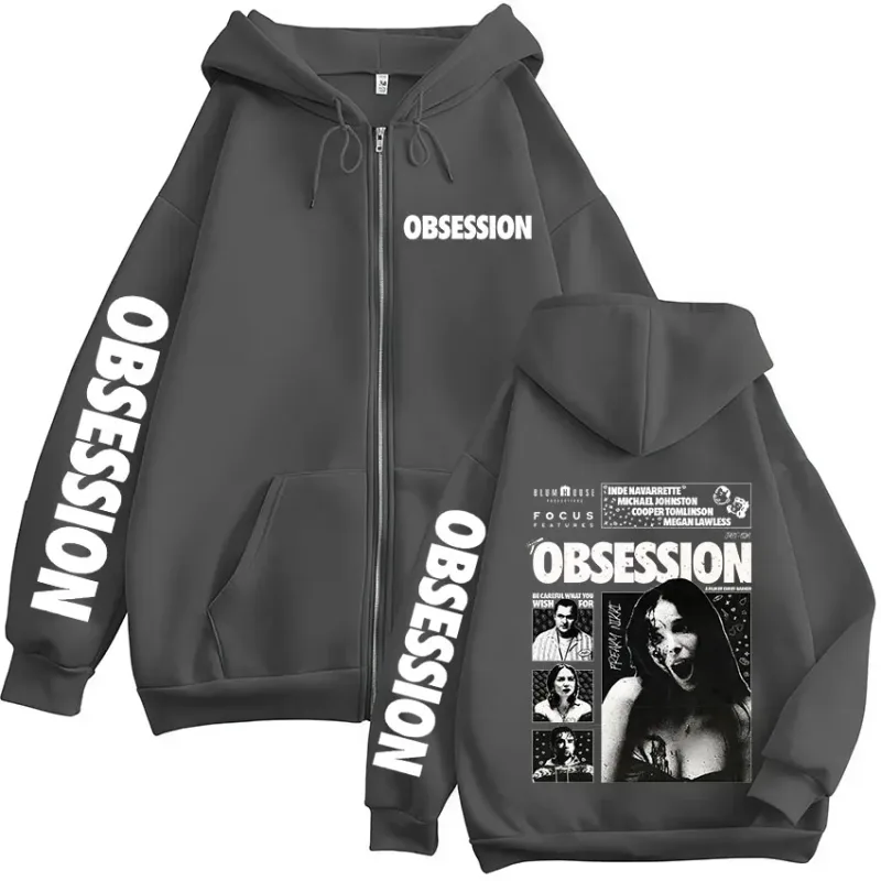 Horror Movie Obsession Nikki Zipper Hoodies Men's Women Casual Gothic Loose Long Sleeves Zip Up Hooded Sweatshirts Jackets Coats