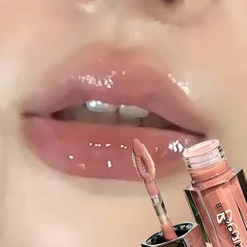 Ice Transparent Brun Lip Gloss Fugtgivende Glossy Flydende læbestift Nude Water Light Glas Spejl Lip Glaze Langtidsholdbar makeup
