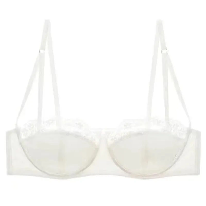 Sexy French Lace Gathered Cup Bra Set Semi Cup Design For Petite Women Lightweight Breathable Comfort Lingerie Set Sizes 32-38 — image 8