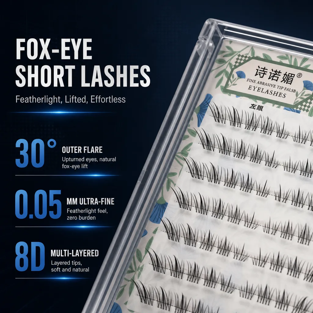 Fox-style False Eyelashes Short Length Curl Black Natural Eye Lengthening Design Lightweight For Daily Makeup Party Dating Women