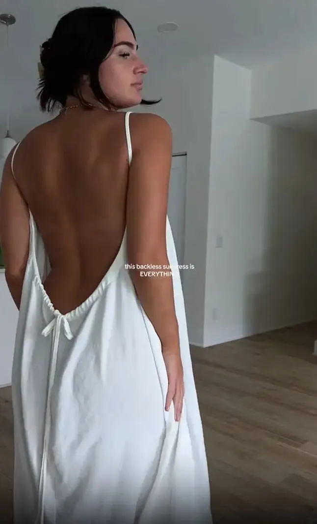 Women's Solid Color Backless Cami Dress Strappy Lounge Dress Open Back Maxi Length with Relaxed Fit Comfortable Home Wear — image 5