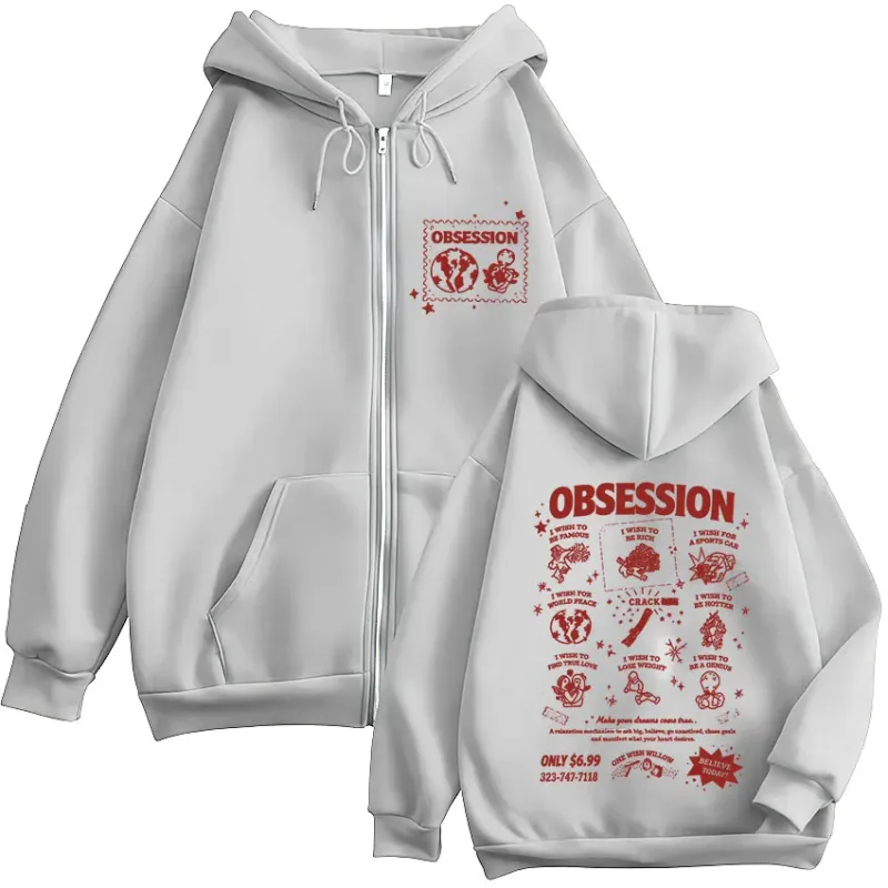 Horror Movie Obsession One Wish Willow Zipper Hoodies Men's Women Clothing Gothic Long Sleeves Zip Up Hooded Sweatshirts Jackets