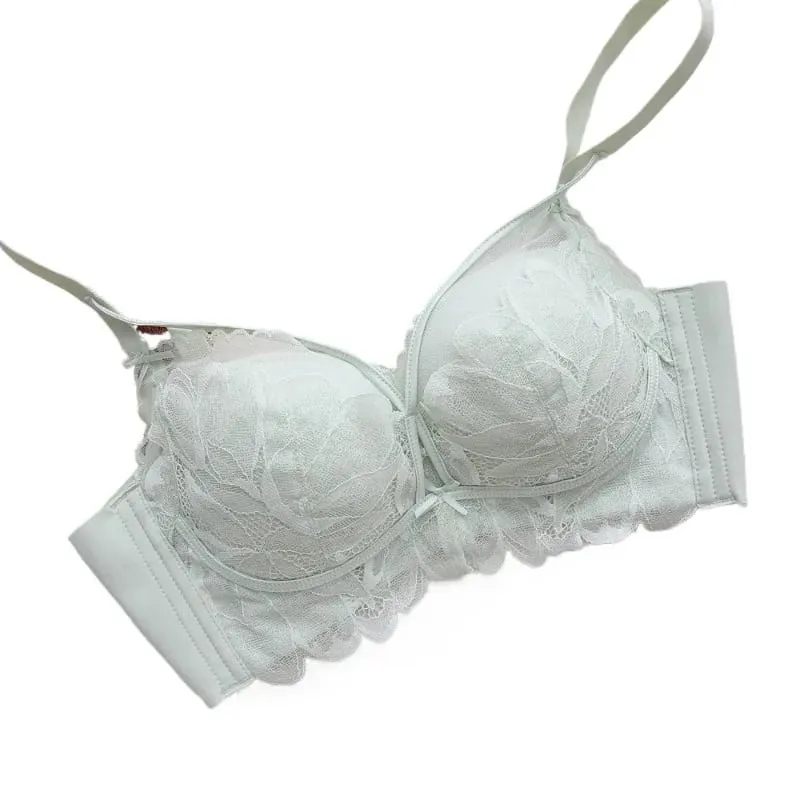 Ladies French Garden Lace Bra Set MOYISU 32-38 AB Wireless Thin Cup Push Up Lift Anti Sag Seksi جنسي Daily Small Bust Lingerie