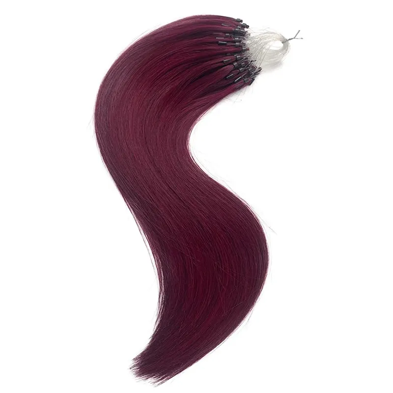 Remy Human Hair Extensions 14-24 Inch Micro Loop Ring Attachment Micro Bead Natural Looking DIY Hair Extension