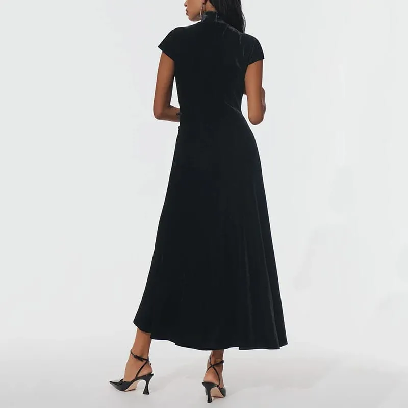 Retro Chinese Style Waist Cinched Cheongsam Slim Fit Dress Girl Slit Temperament Dress New Ins Fashion