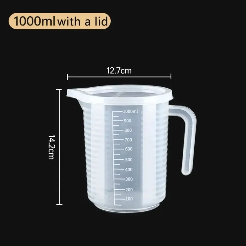 ถ้วยตวงพลาสติกโปร่งใสห้องปฏิบัติการ Beaker สำเร็จการศึกษาของเหลวเหยือกถ้วยครัวเบเกอรี่ทำอาหารการวัดขนาดคอนเทนเนอร์