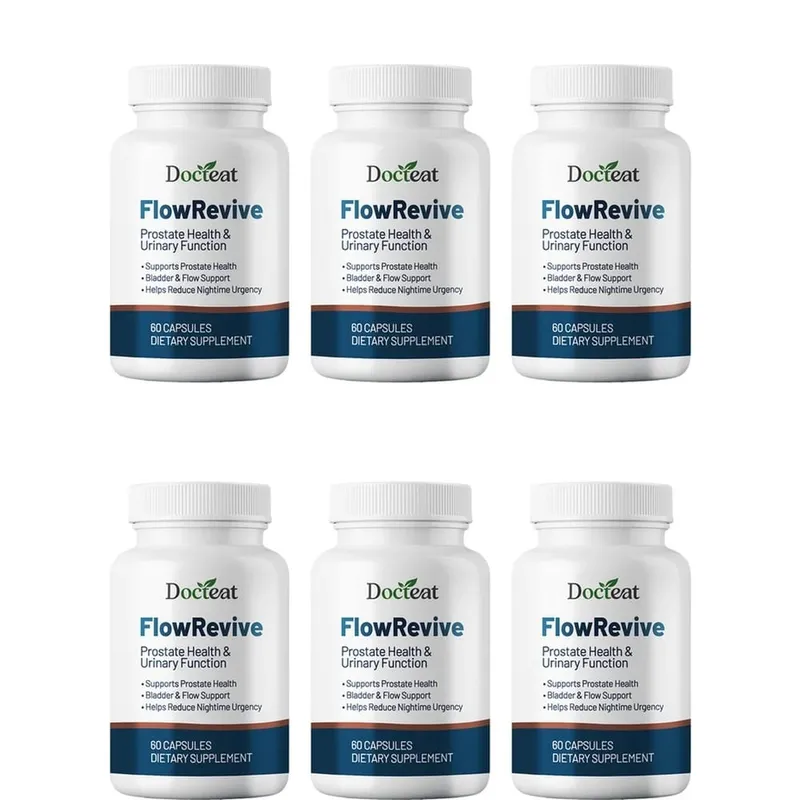 Docteat FlowRevive Prostate & Urinary Support Capsules with Saw Palmetto Pumpkin Seed and Pygeum Bark Extract - 60 Capsules