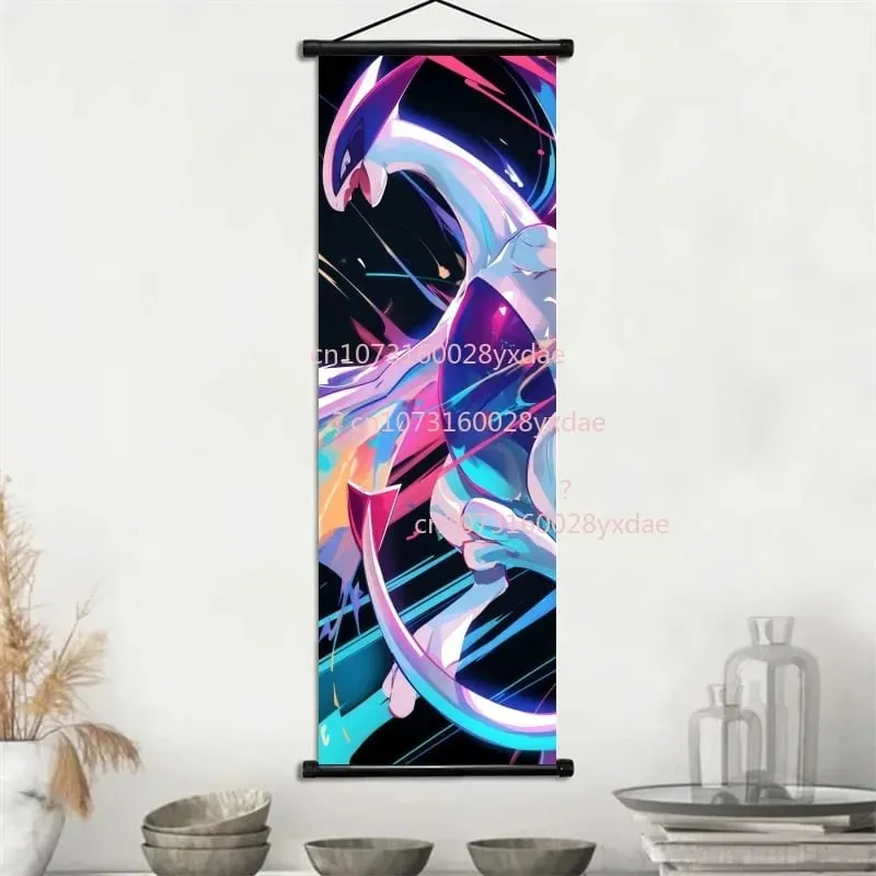 Anime Printed Pokemon Poster Cartoon Wall Artwork Gengar Squirtle Bulbasaur Pikachu Hanging Scroll Family Room Decoration