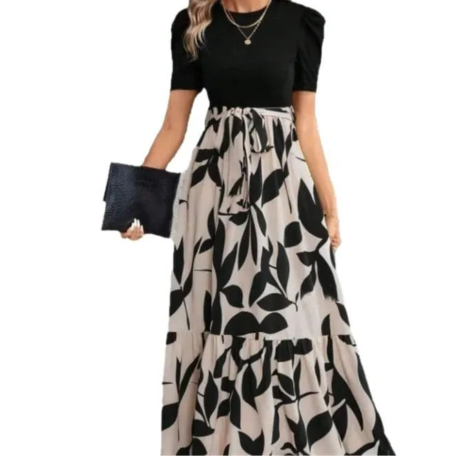 Women Dresses 2026 Spring Summer floral printed round-neck elegant dress exotic vacation style women's clothing vestidoes — image 6