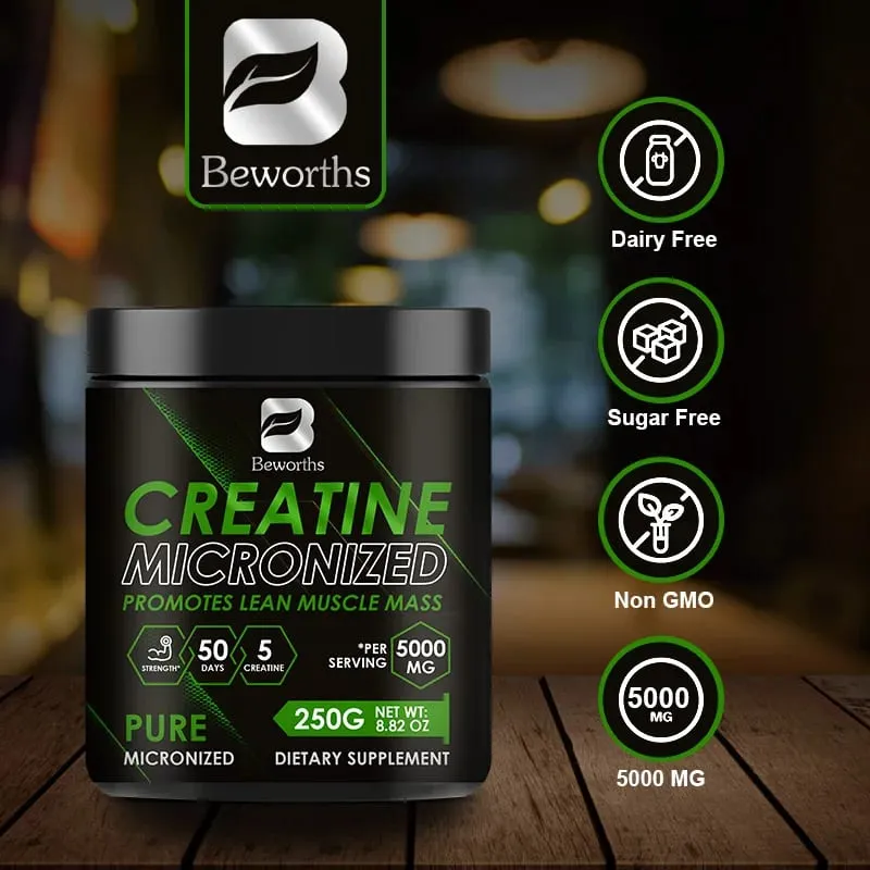 Beworths Creatine Monohydrate Powder 5000Mg สำหรับก่อนออกกำลังกายสร้างกล้ามเนื้อ Cellular Energy สมองสุขภาพภูมิคุ้มกันสำหรับ GYM