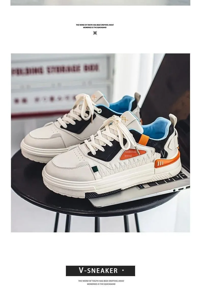 Men casual sports shoes leather breathable sneakers free shipping outdoor walking running board shoes comfortable lightweight