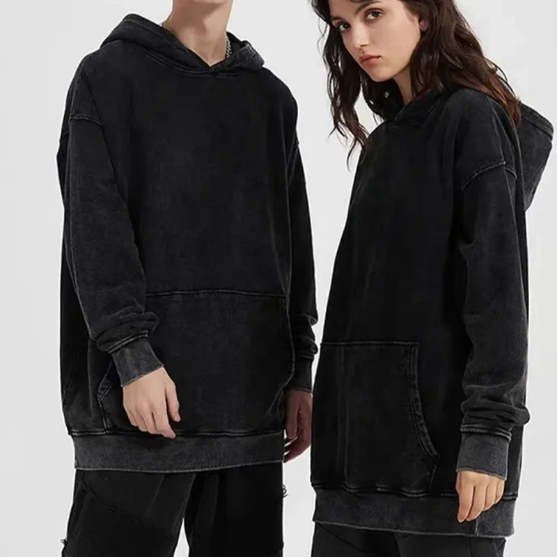 Hit Me Sweat à capuche délavé dur et doux vintage en coton pour homme et femme - Sweat-shirt gothique ample et décontracté - Manteau Y2K unisexe