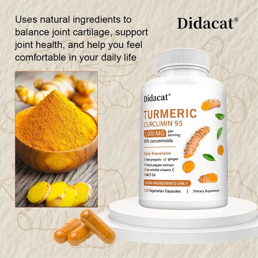 Turmeric Curcumin Supplement 1 000mg – 95% Curcuminoids with Black Pepper & Ginger Supports Joint & Antioxidant Health