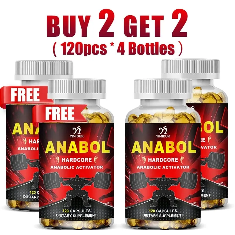 Buy 1 Get 1 Free! Anabol Hardcore Supplement for Muscle Growth Improved Endurance Stress and Mood Relief and Overall Health