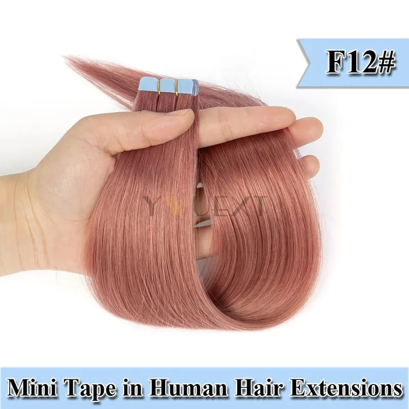 12-20 Inches Mini Tape in Human Hair in Fancy Colors Natural Straight Seamless Tape Hair Extensions for Outlet Hairstyles
