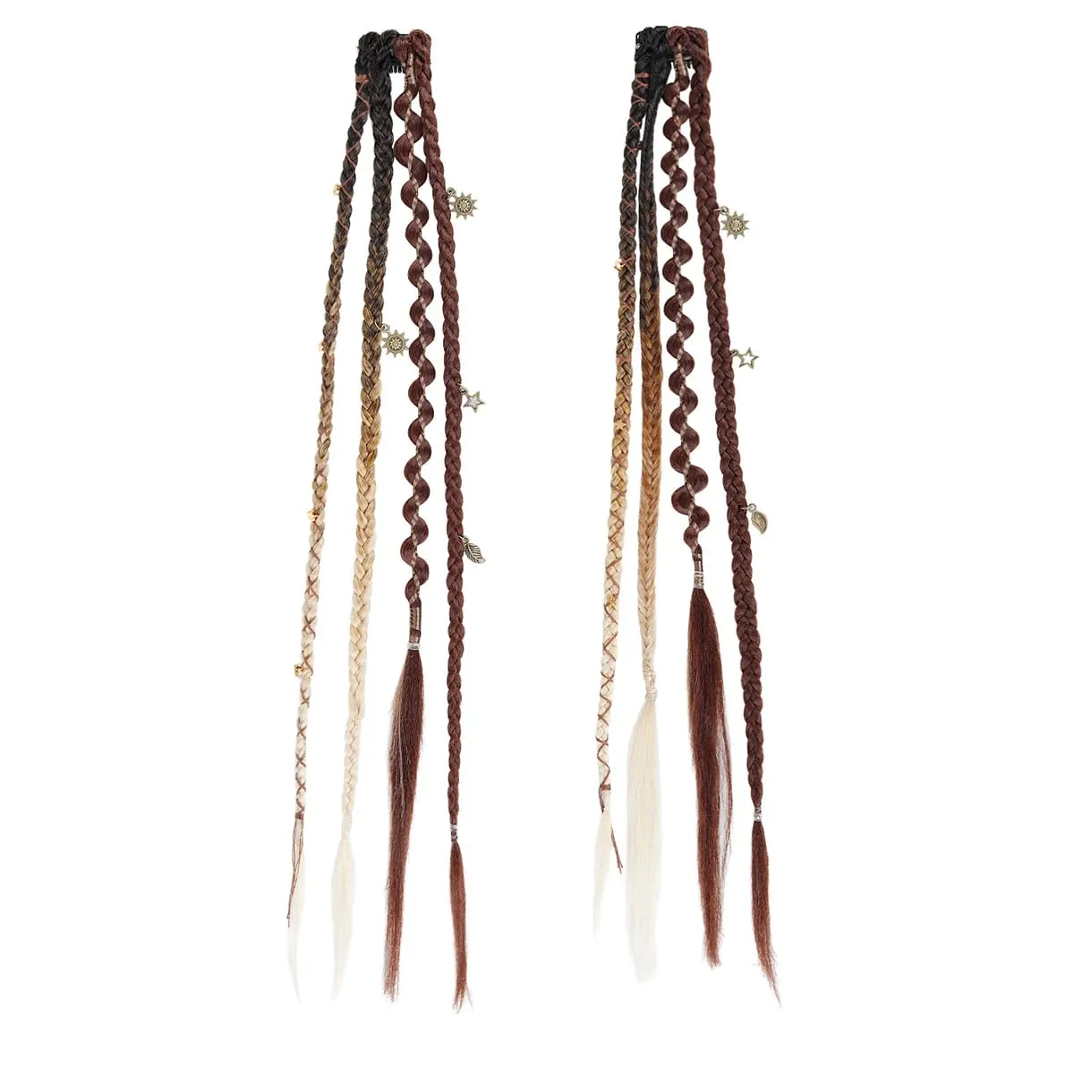 Boho Ombre Burgundy Braided Ponytail Hair Extensions Synthetic Braids With Bohemian Viking Hair Pieces For Women Carnival Party — image 7