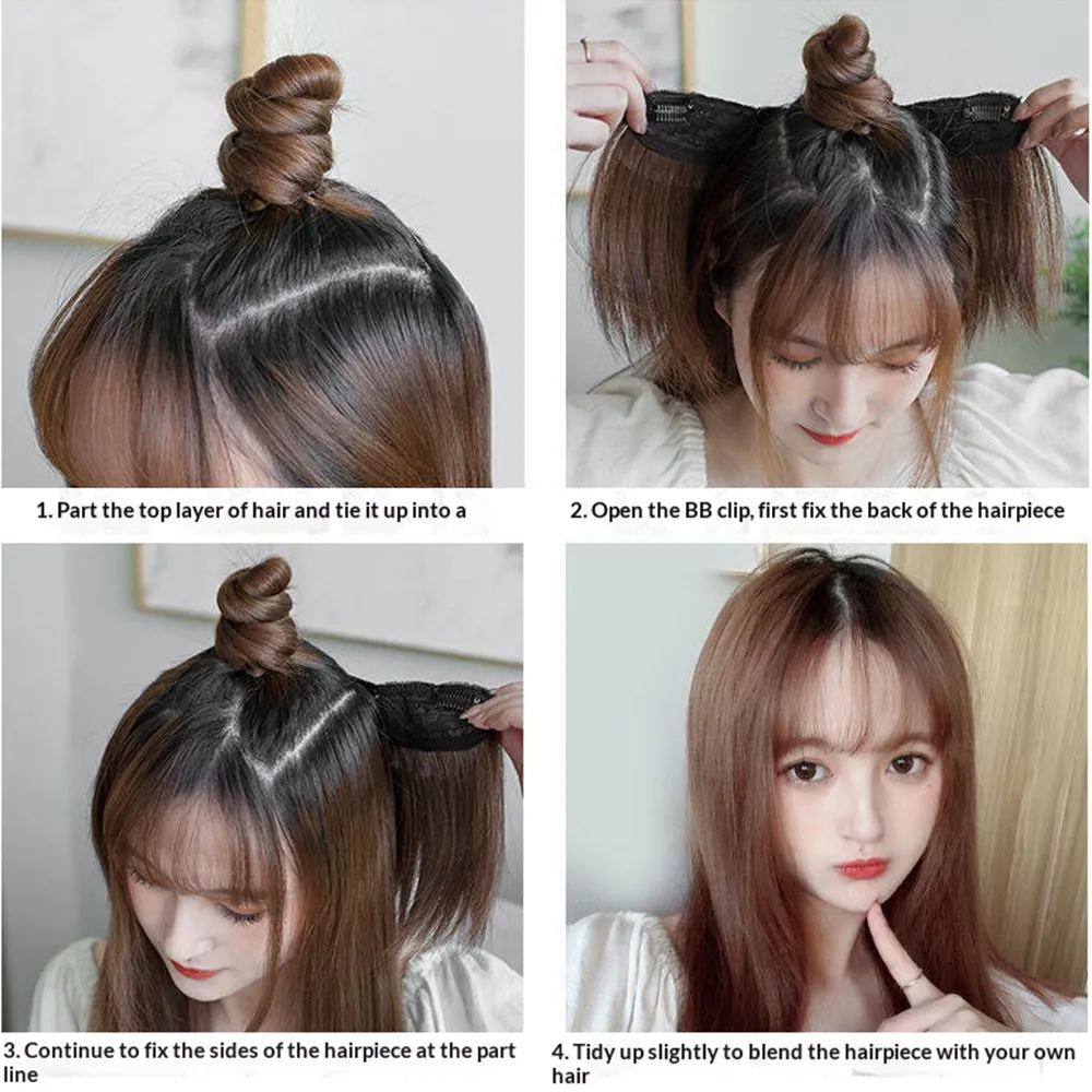 One-Pieces Clip Wig Invisible Synthetic Hair Extensions U-Type Short Straight Extension Women Hairpieces Half Wig Female