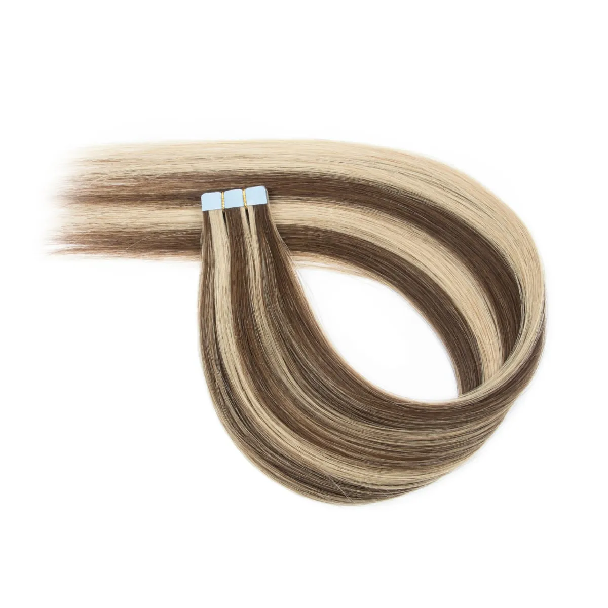 Multi Color Mini Skin Tape In Human Hair Extensions 10 Pieces 12 Inch To 20 Inch Multiple Color Options Remy Hair Natural Comfortable Wear for Women Thickening And Lengthening