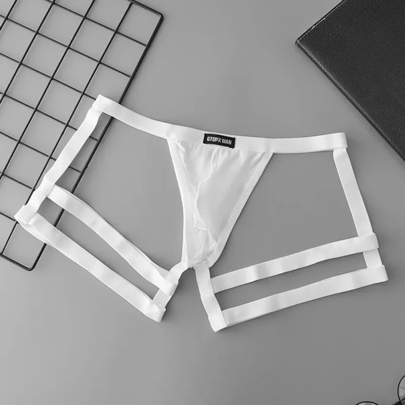 Men's Jockstrap Briefs Suspender Underwear Breathable Thong Briefs U Convex Pouch Elastic Low Rise Underpants