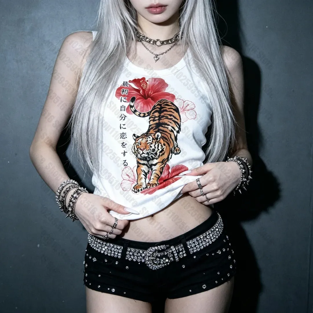 Gothic Clothes Women Tops Women's Cropped Vintage Clothing Crop Tops Y2k Top Tanks & Camis Summer Trashy Y2k 2000s Emo Harajuku
