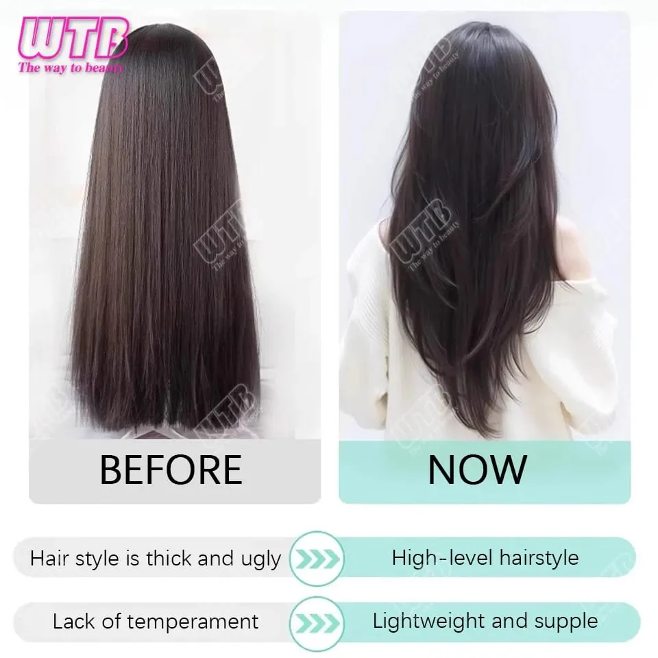 Synthetic Wig female One-piece Straight Wig Layered Extension Hair Wig Korean Fluffy Hair Piece Extension Hair Wig — image 4