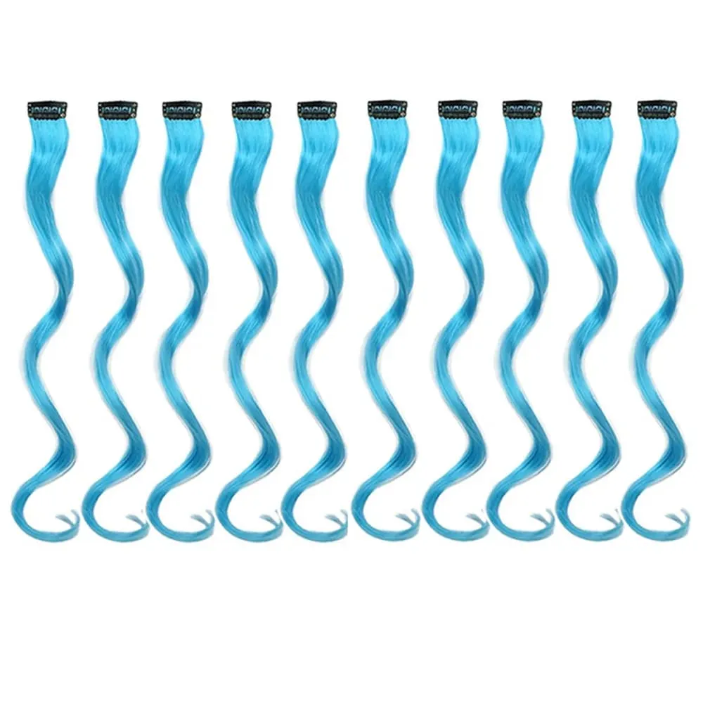10 piece set of colored curly hair extensions clip style highlight hair patches single clip style one-piece women's dark hair