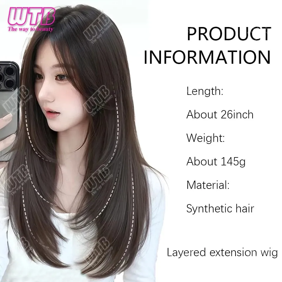 Synthetic Wig female One-piece Straight Wig Layered Extension Hair Wig Korean Fluffy Hair Piece Extension Hair Wig — image 6