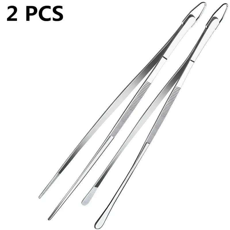 12inch Kitchen Tweezers Fine Tweezer Tongs Extra-Long Stainless Steel Cooking Tweezers for Kitchen Food Cooking Sea Food and BBQ