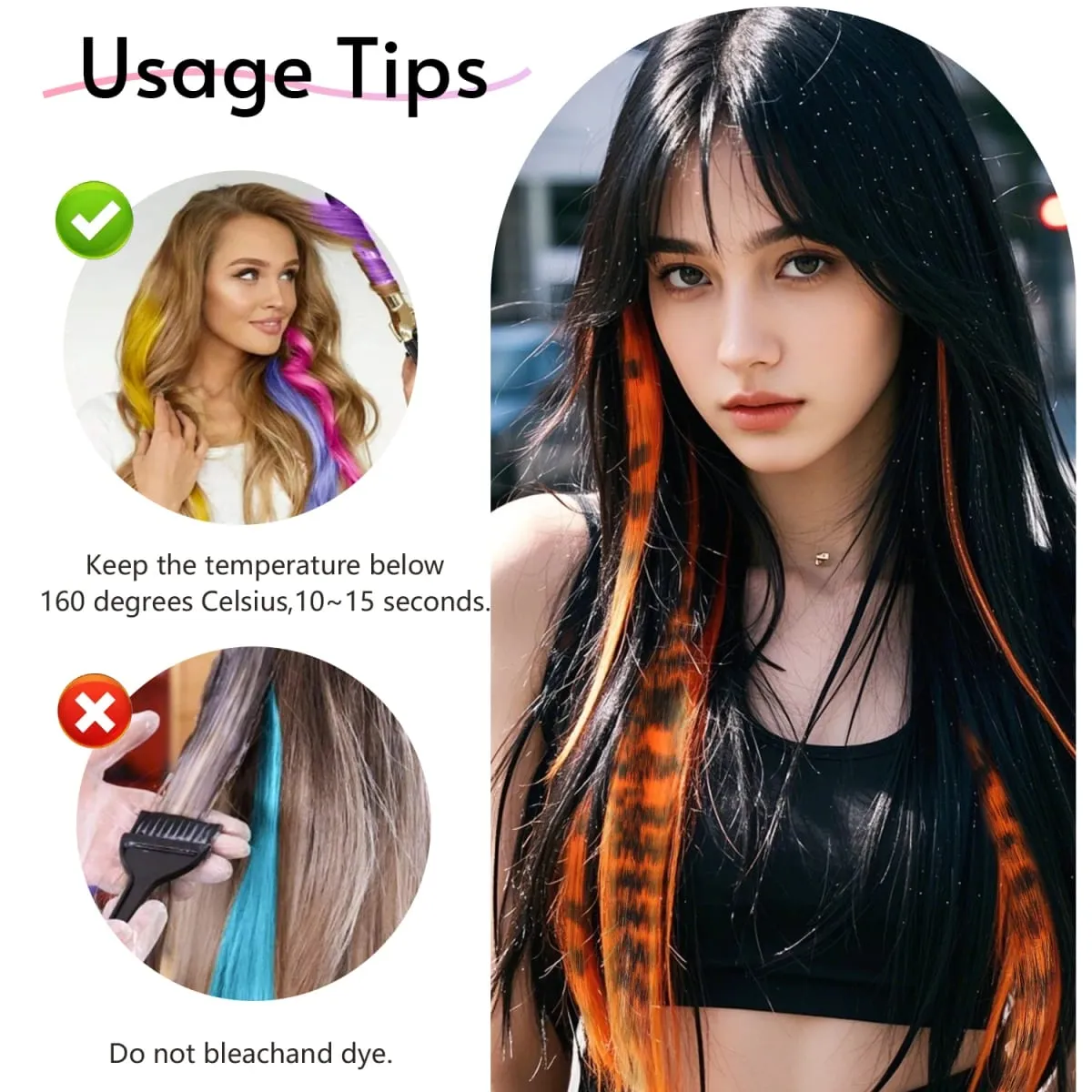 Synthetic Clip in Feather Hair Extensions 18inch 22inch Colorful Clip in Hair Halloween Christmas Party Use for Women Girls