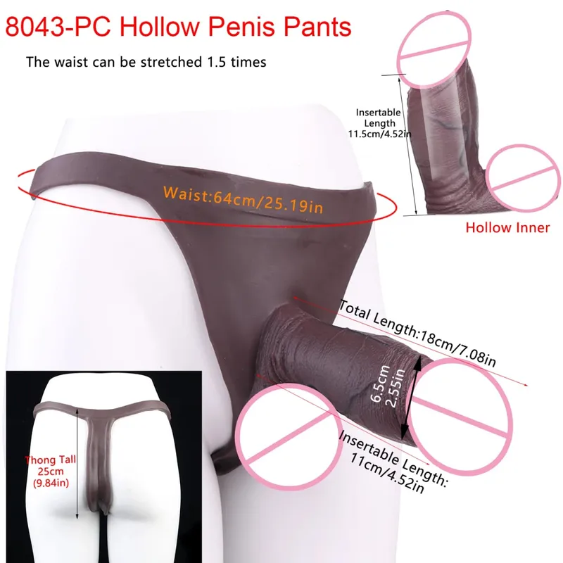 2 Colors Huge Hollow Dildo Pants High Waist Strap-On Penis Extender насадка на член For Men Delay Ejaculation Ultra Dildo — image 27