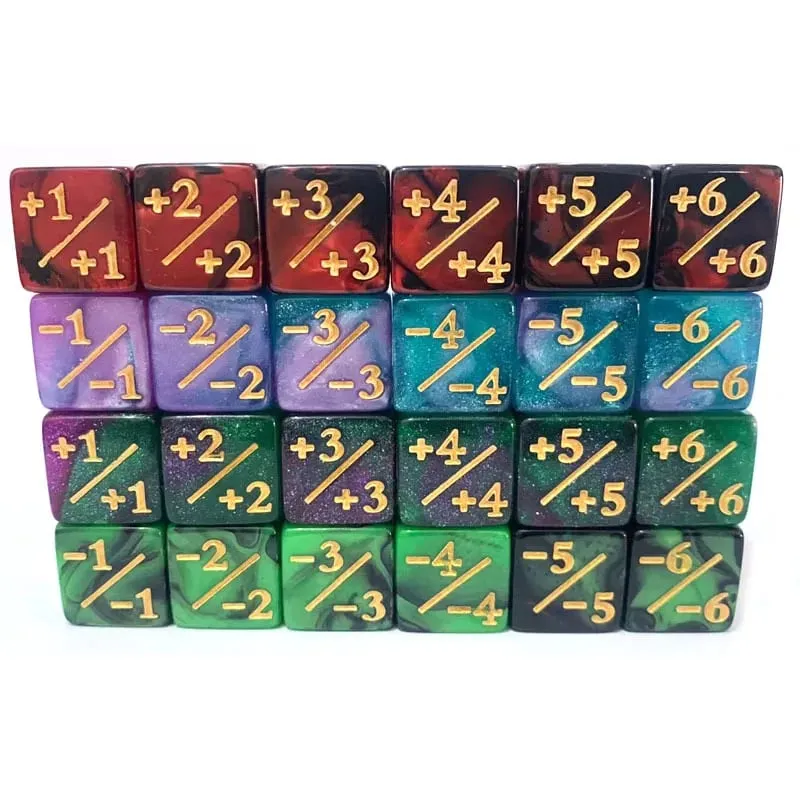 10Pcs 16mm 6 Side Dice Counters +1/-1 Dice Kids Toy Counting Dices For Magic The Gathering Token Loyalty Card Game Accessories