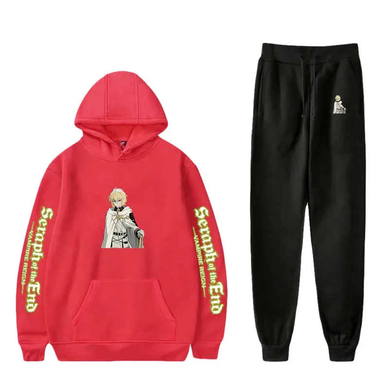 Harajuku Comfortable Seraph of the End Print Sweatshirt Sweatpants Suit Hoodies+ Trousers Suit Boys/Girls 2 Piece Set Clothes — image 7