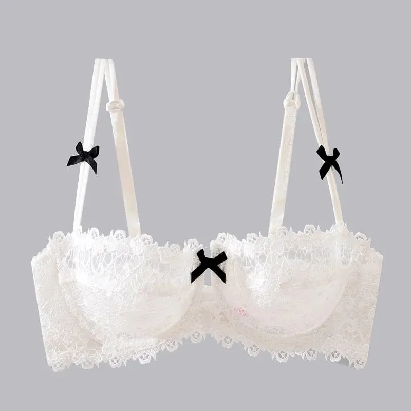 New Arrival Sweet Spicy Lace Lingerie Set Ultra Thin Half Cup Push Up Bra Soft Underwire Anti Sag Comfortable Women Wear — image 6