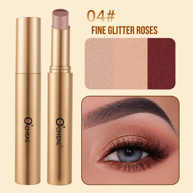3 Color Matte Pearlescent Eye Shadow Stick Waterproof Durable Gloss Smoked Eye Makeup Cosmetics Long-Lasting Eye Shadow Stick