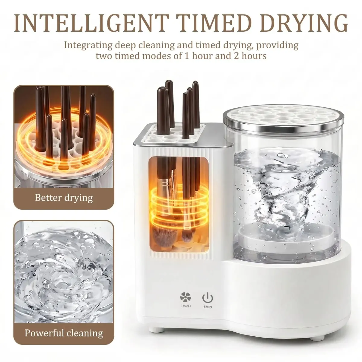 3 IN 1 Electric Makeup Brush Cleaner Machine Makeup Brush Automatic Cleaner Dryer Tool para sa Lahat ng Laki Beauty Brushes Mabilis na Pagpapatuyo