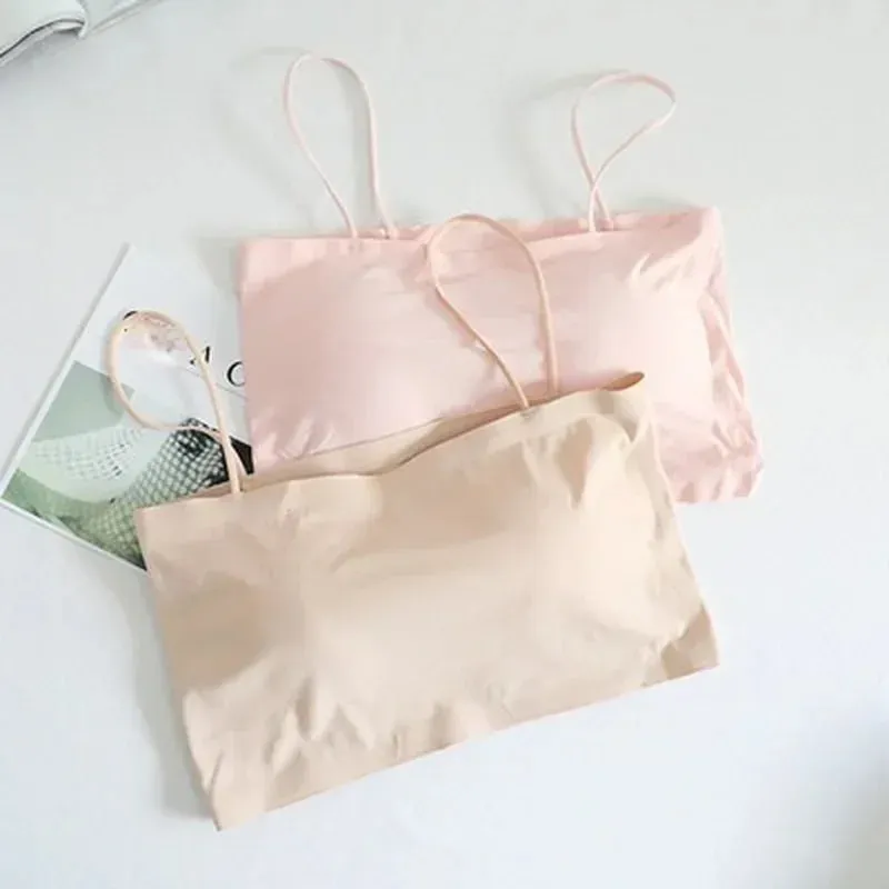 Women's Ice Silk Seamless Cami Tops Smooth Breathable Sleeveless Spaghetti Strap Vests for Summer Layering Casual Daily Wear