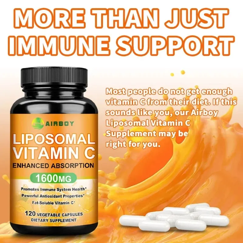 Liposomal Vitamin C 1600mg - Promotes Collagen Production Immune Support Powerful Antioxidant