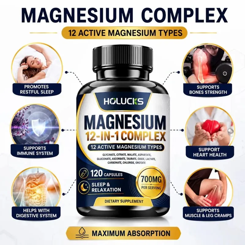 Advanced Magnesium Supplement with Citrate & Malate Magnesium Support Immune Heart Joint Teeth & Bone Health Gut Health