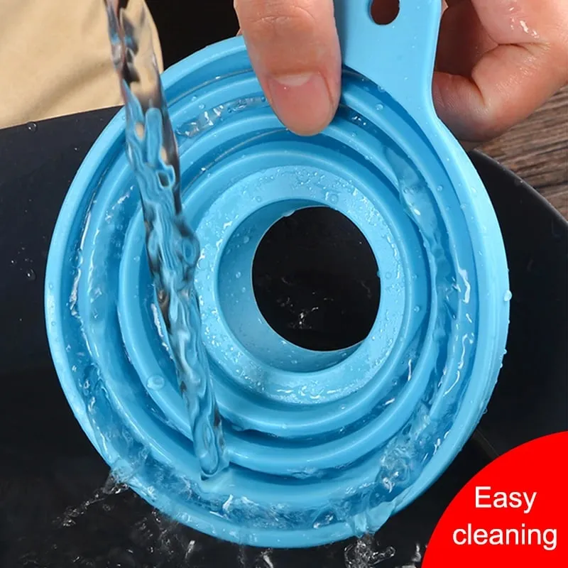 Silicone Funnel Gel Foldable Collapsible Fill Hopper S/L para sa Kitchen Jar Bottle Feeder Wine Auto Engine Oil Petrol Transfer — image 5